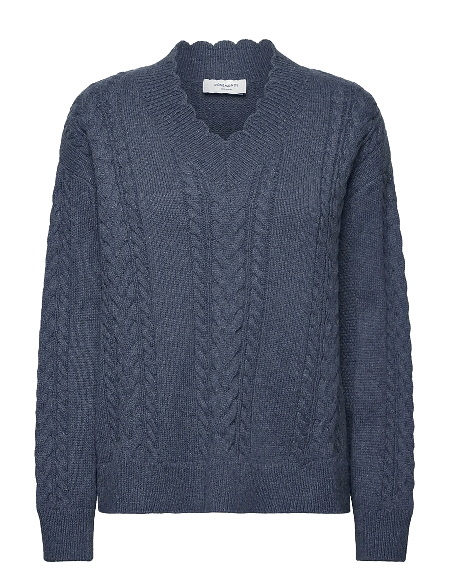 Rosemunde - RWAlexa LS Wool Blend V-neck Pullover - gebreide truien - stormy weather melange - 0