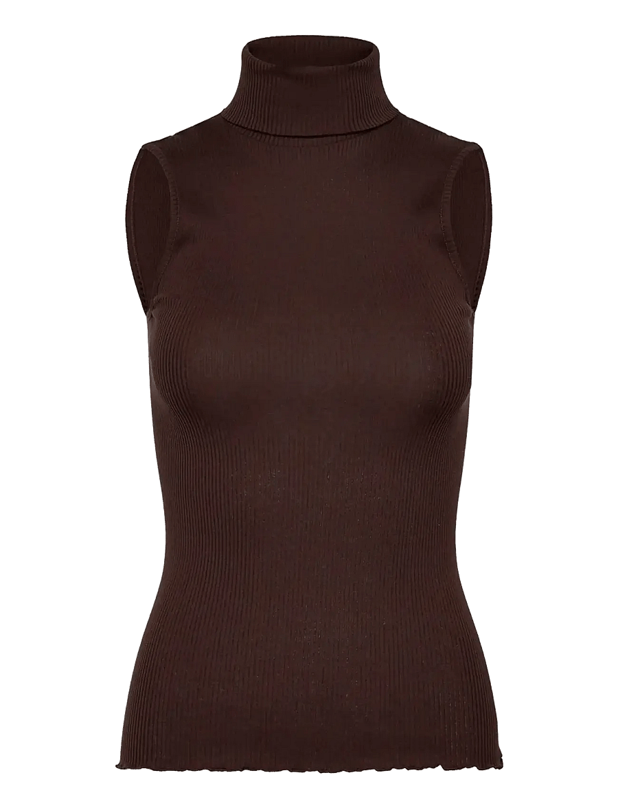 Rosemunde - RWBeatha Silk SL Rollneck Top - turtlenecks - mole - 0