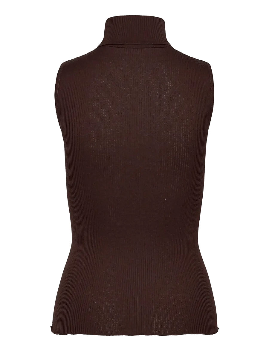 Rosemunde - RWBeatha Silk SL Rollneck Top - turtlenecks - mole - 1