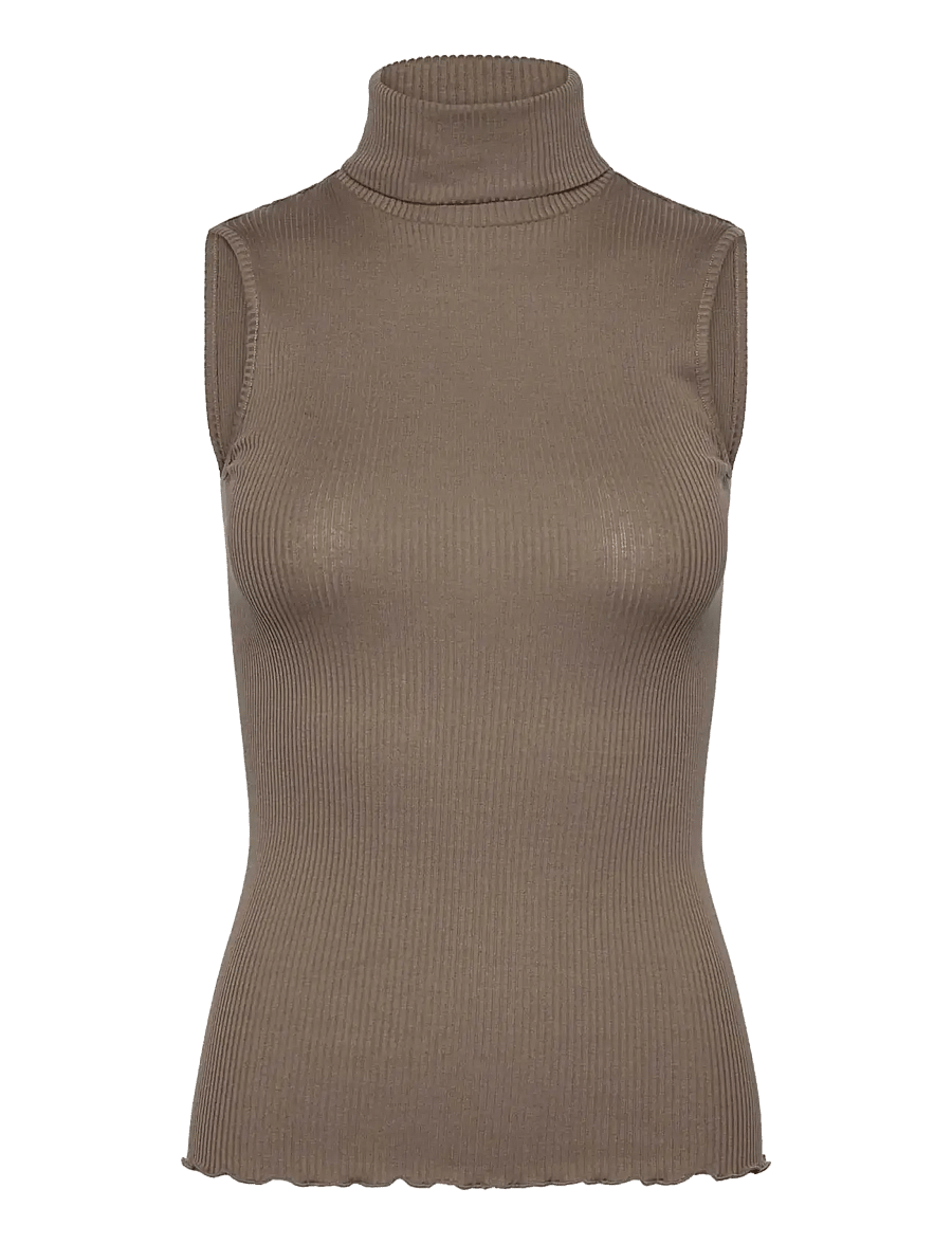 Rosemunde - RWBeatha Silk SL Rollneck Top - rullekraver - walnut - 0