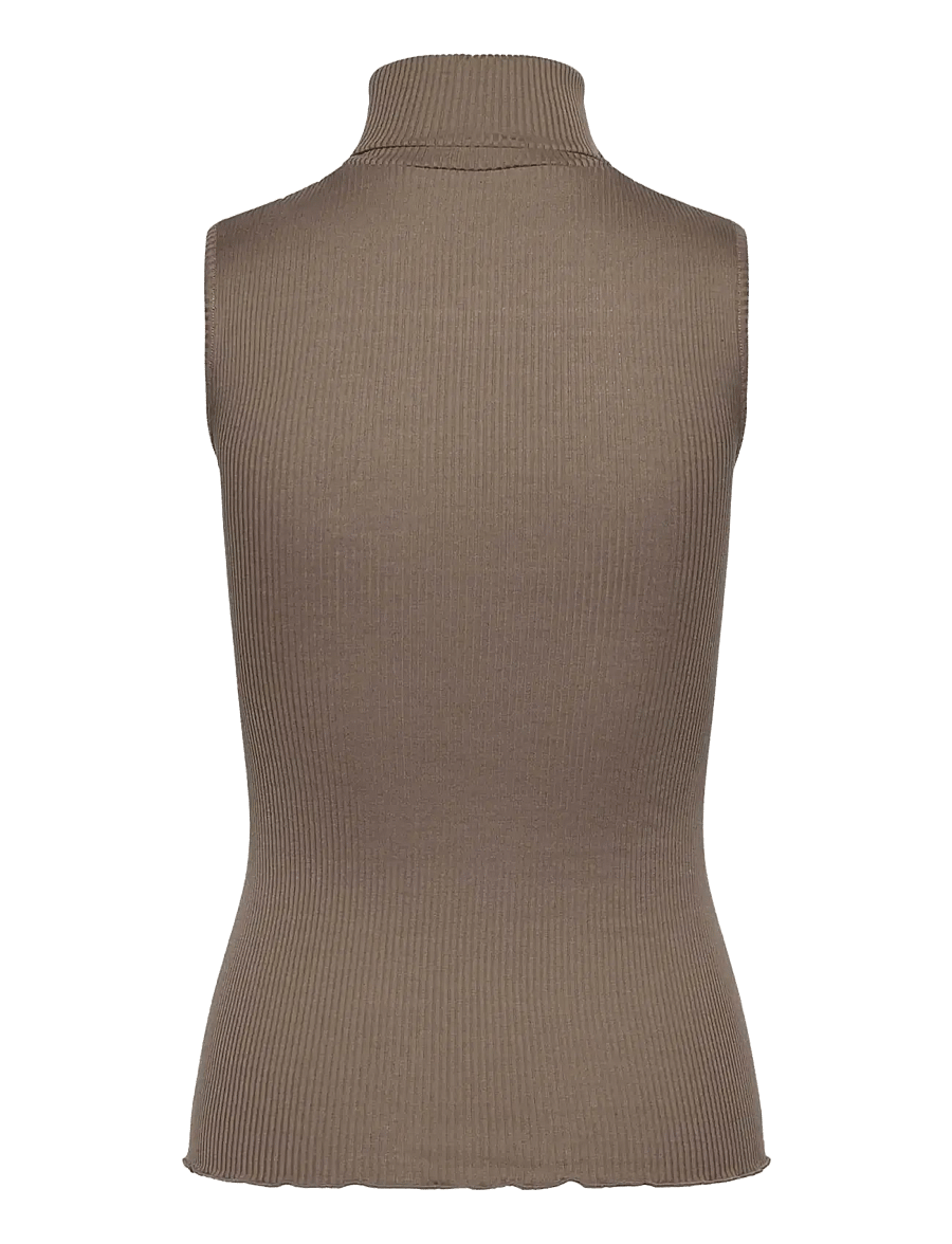 Rosemunde - RWBeatha Silk SL Rollneck Top - rullekraver - walnut - 1