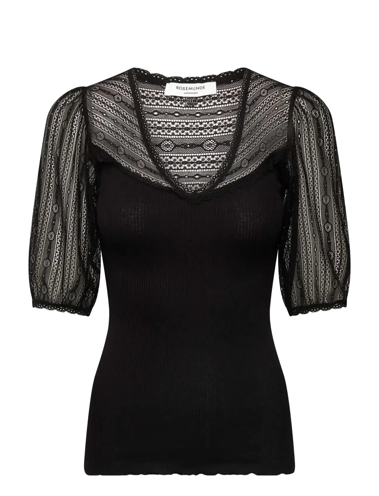 Rosemunde RWBeatha Silk Full lace 2/4 T-shirt - Riided - BLACK / black
