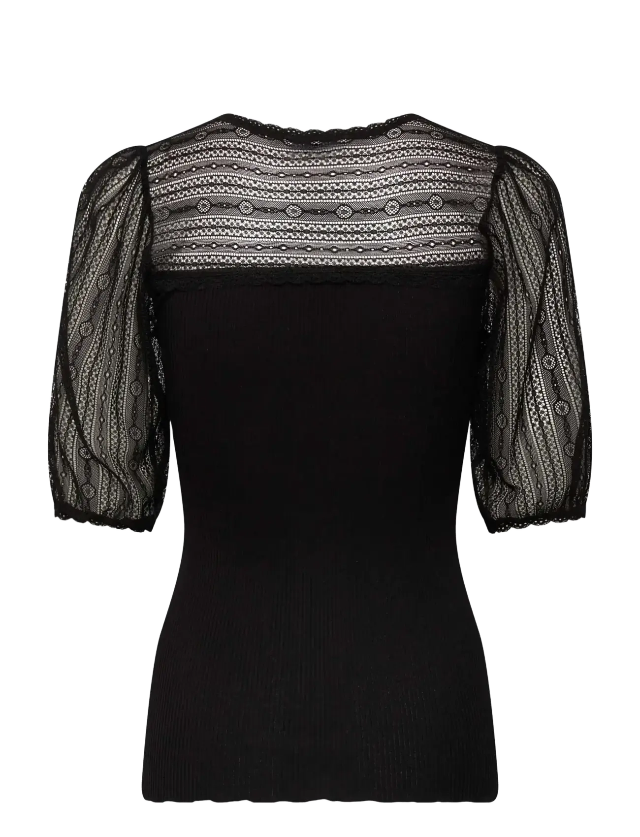 Rosemunde - RWBeatha Silk Full lace 2/4 T-shirt - t-särgid - black - 1