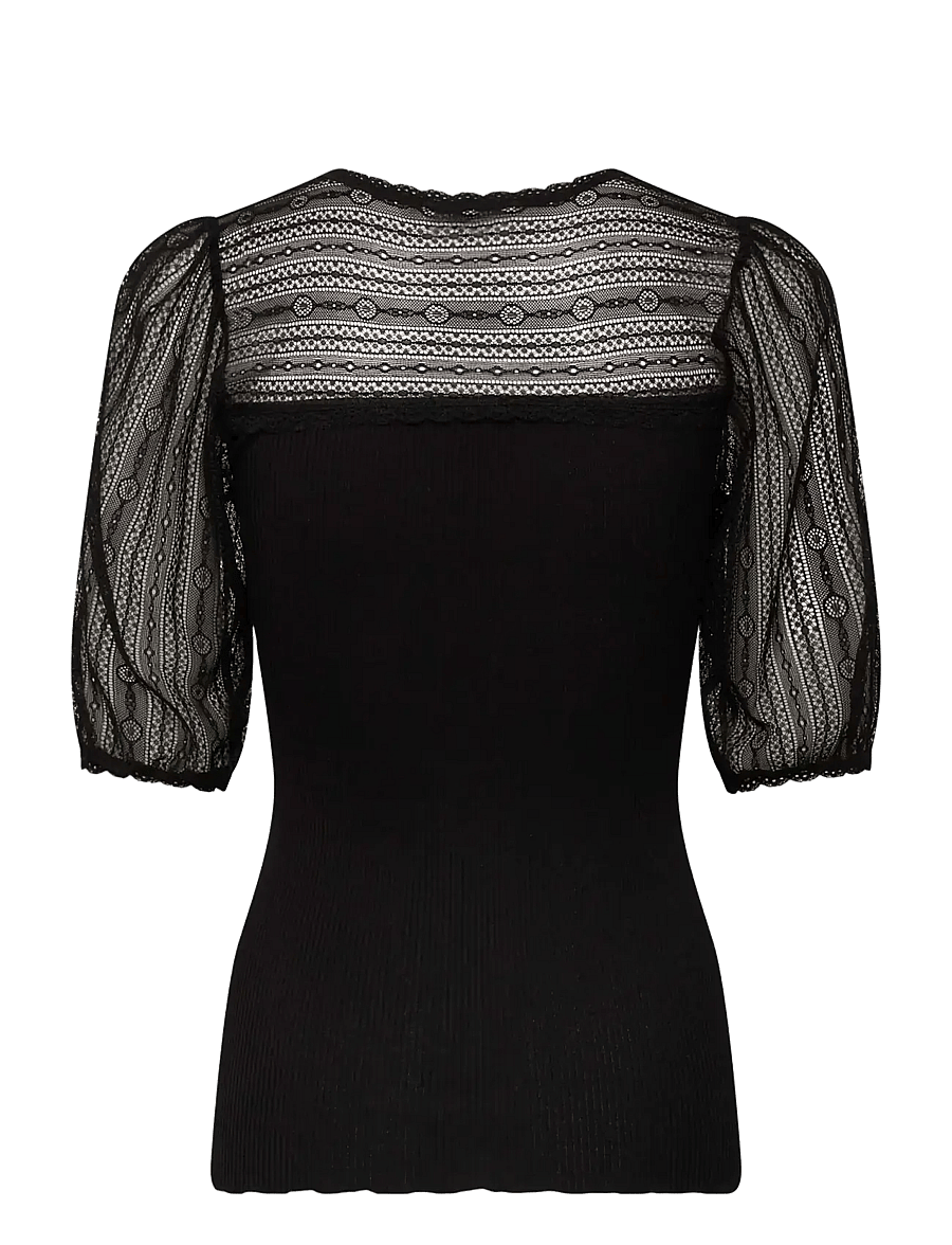 Rosemunde - RWBeatha Silk Full lace 2/4 T-shirt - t-särgid - black - 1