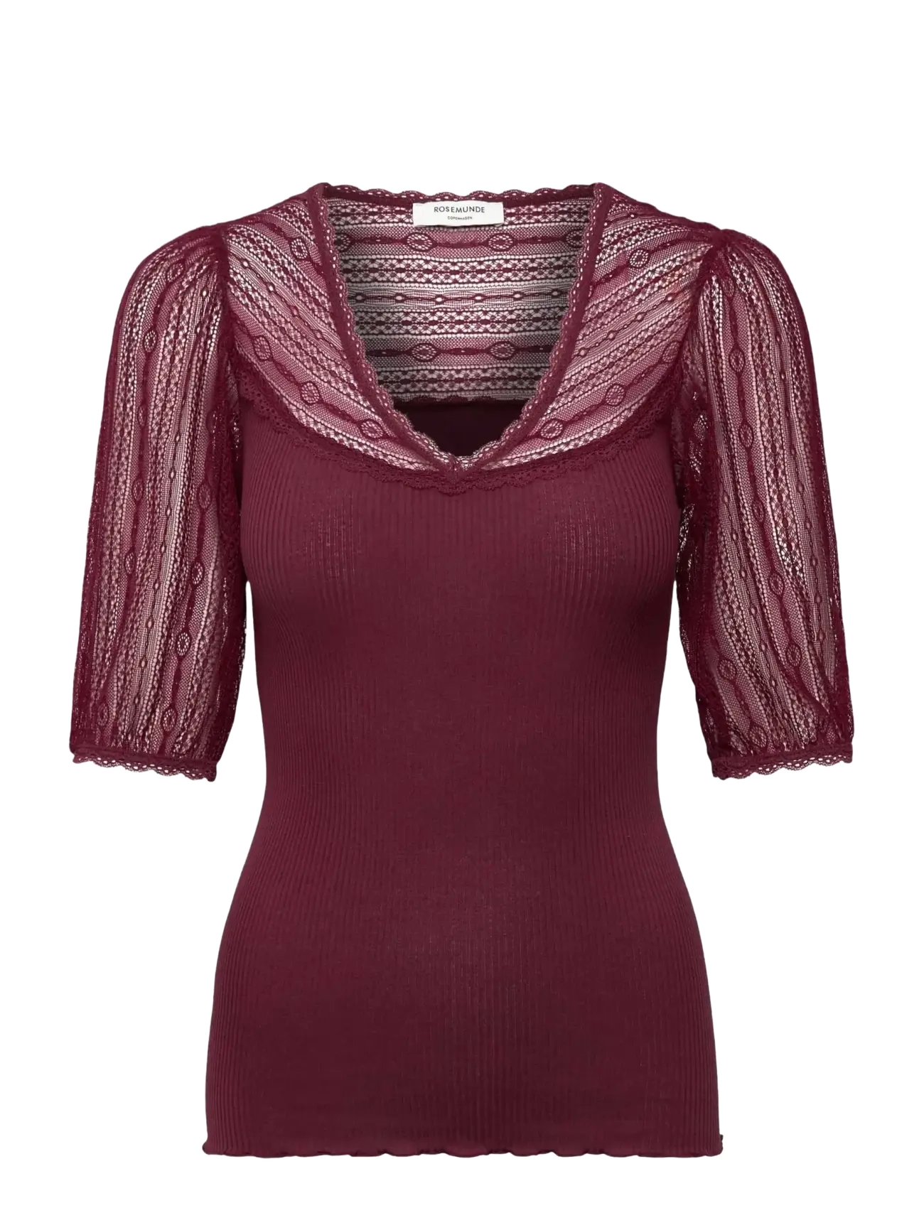 Rosemunde RWBeatha Silk Full lace 2/4 T-shirt - Kleidung - WINDSOR WINE / burgundy