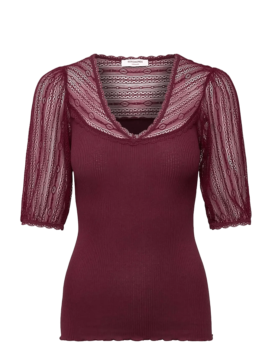 Rosemunde - RWBeatha Silk Full lace 2/4 T-shirt - windsor wine - 0