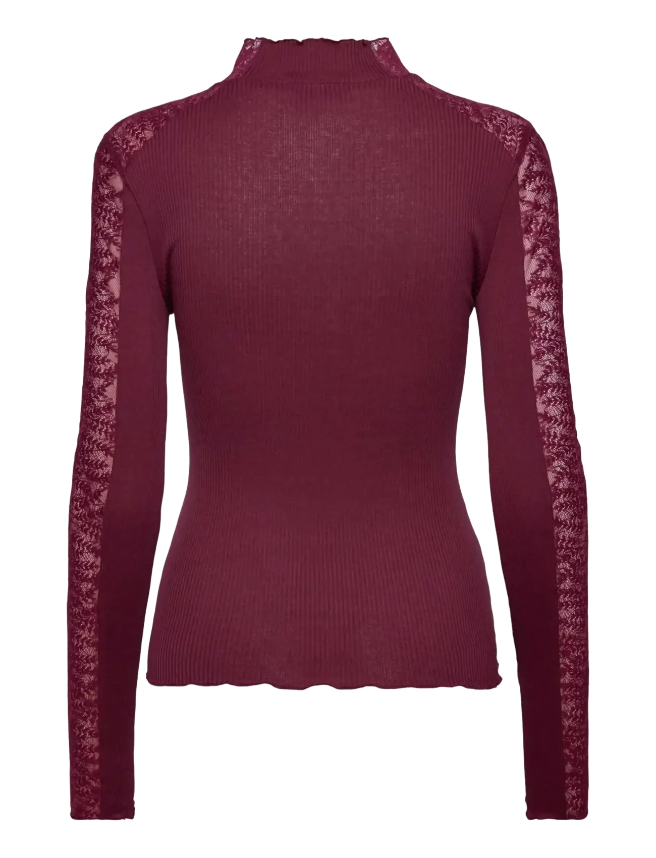 Rosemunde - RWBeatha Silk LS Half Lace T-neck T-shirt - windsor wine - 1