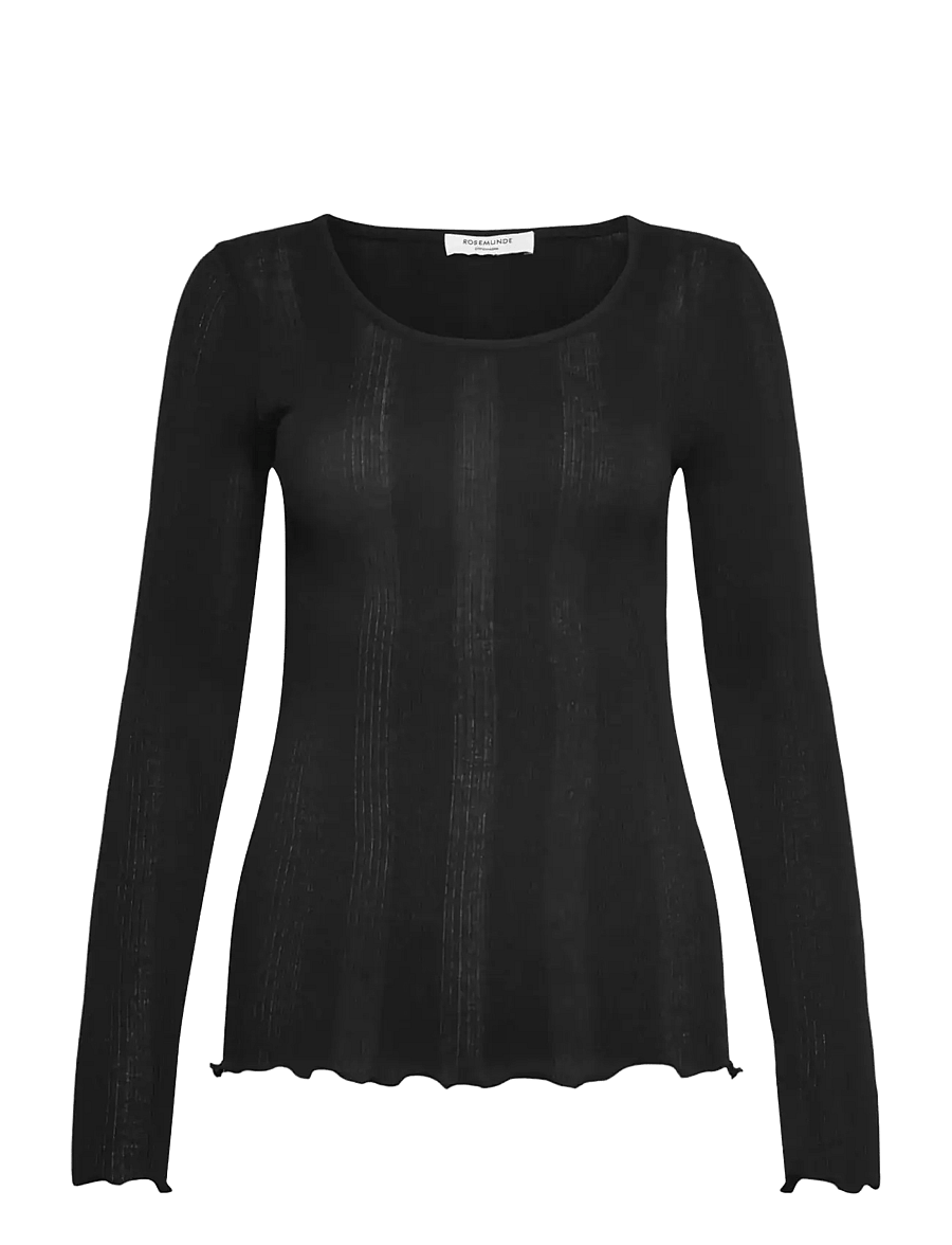 Rosemunde - RWBay LS U-Neck - long-sleeved shirts - black - 0