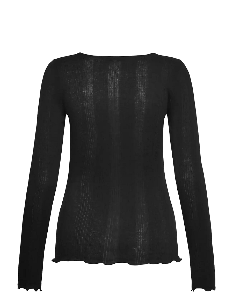 Rosemunde - RWBay LS U-Neck - long-sleeved shirts - black - 1