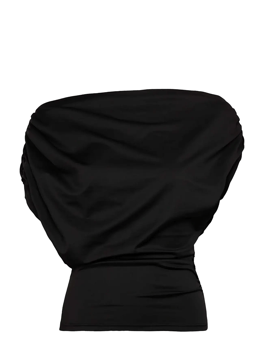 Rosemunde - RWBridget Draped SS T-shirt - varrukateta topid - black - 0