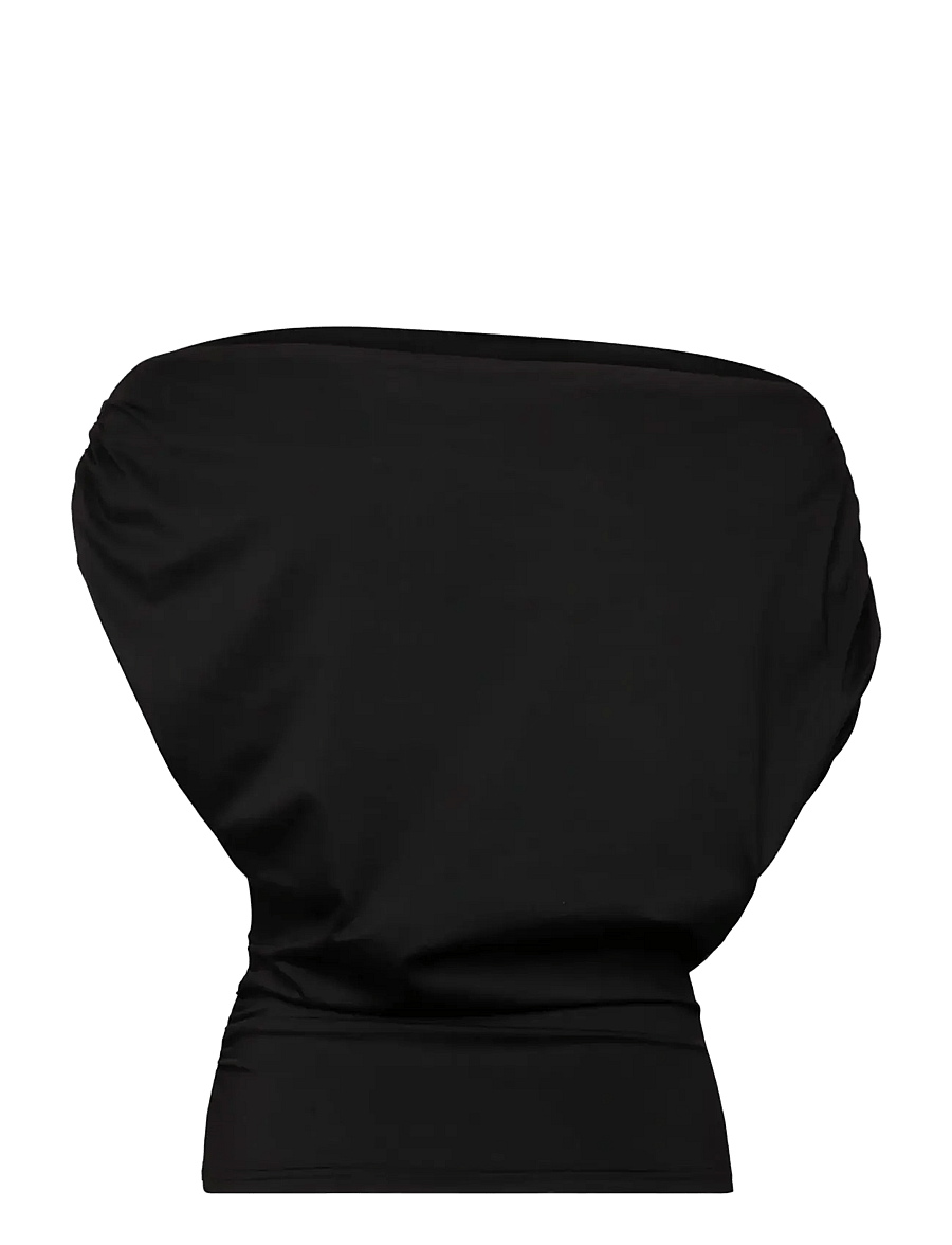 Rosemunde - RWBridget Draped SS T-shirt - varrukateta topid - black - 1