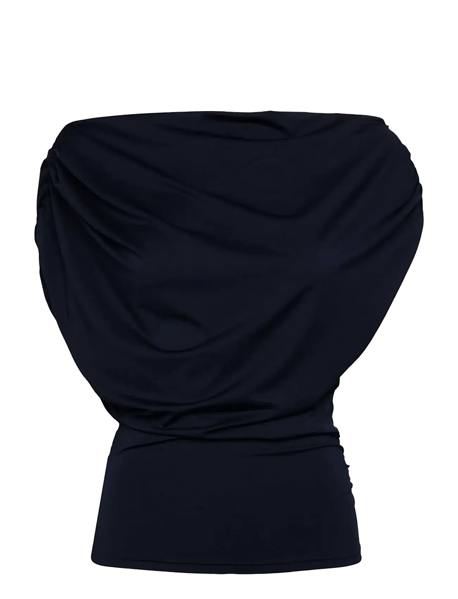 Rosemunde - RWBridget Draped SS T-shirt - tanktops - navy - 0