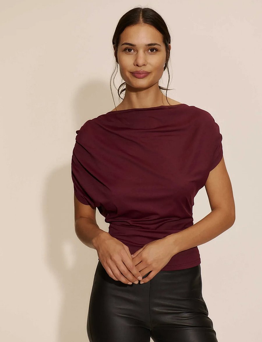 Rosemunde - RWBridget Draped SS T-shirt - tanktops - windsor wine - 0