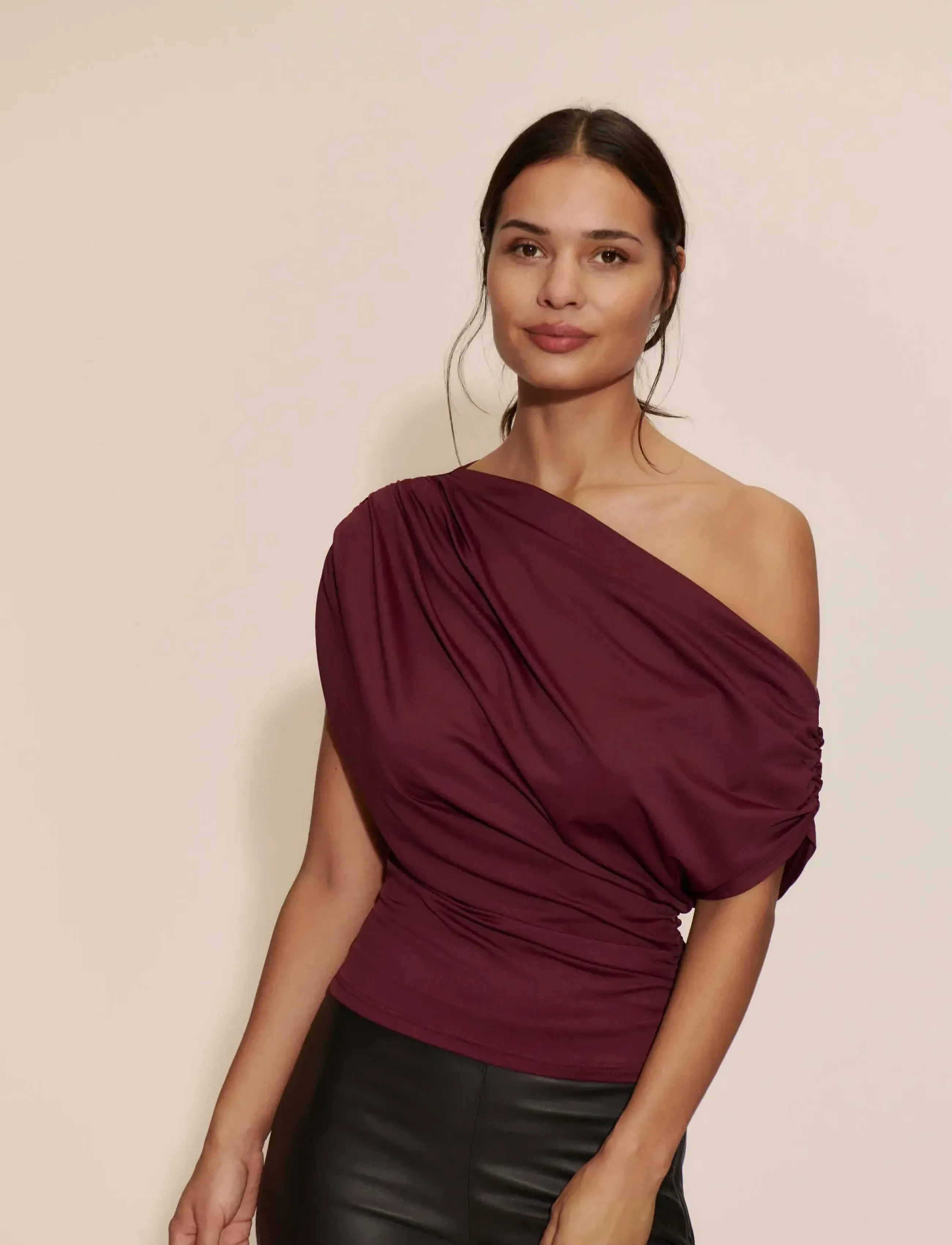 Rosemunde - RWBridget Draped SS T-shirt - tanktops - windsor wine - 4