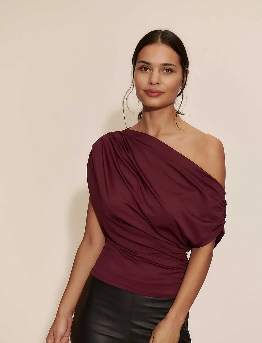 Rosemunde - RWBridget Draped SS T-shirt - tanktops - windsor wine - 4