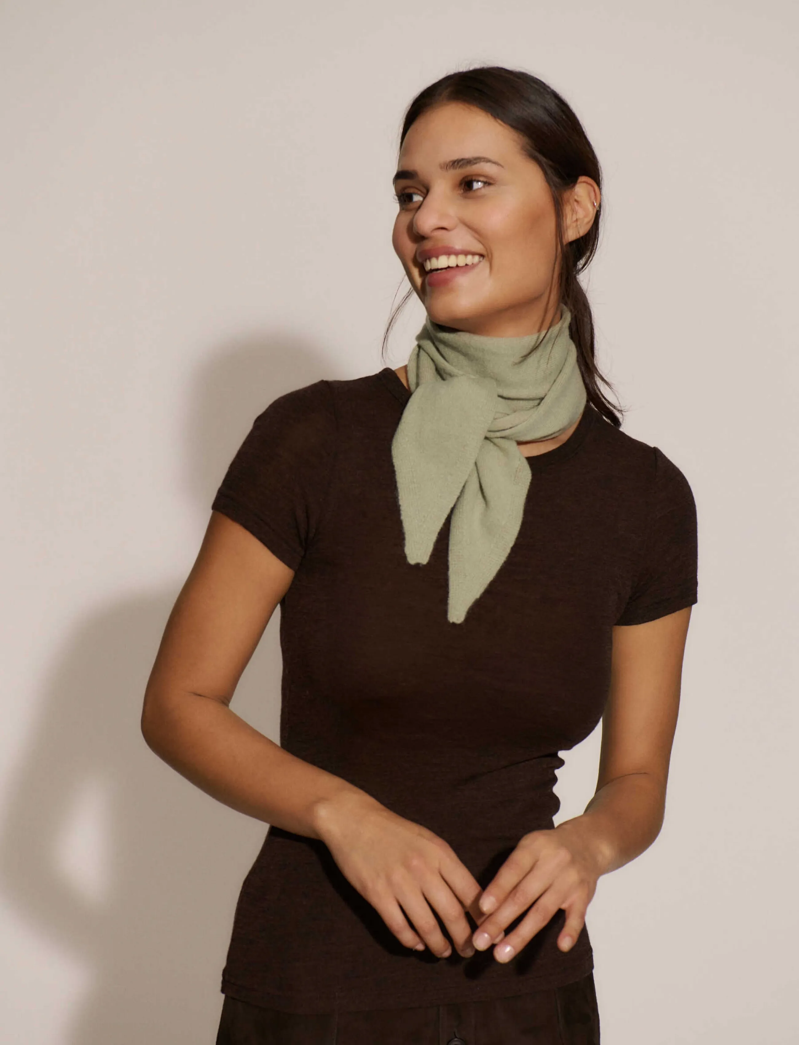 Rosemunde RWSara Cashmere Blend Capsleeve T-shirt - T-shirts - MOLE MELANGE / brown