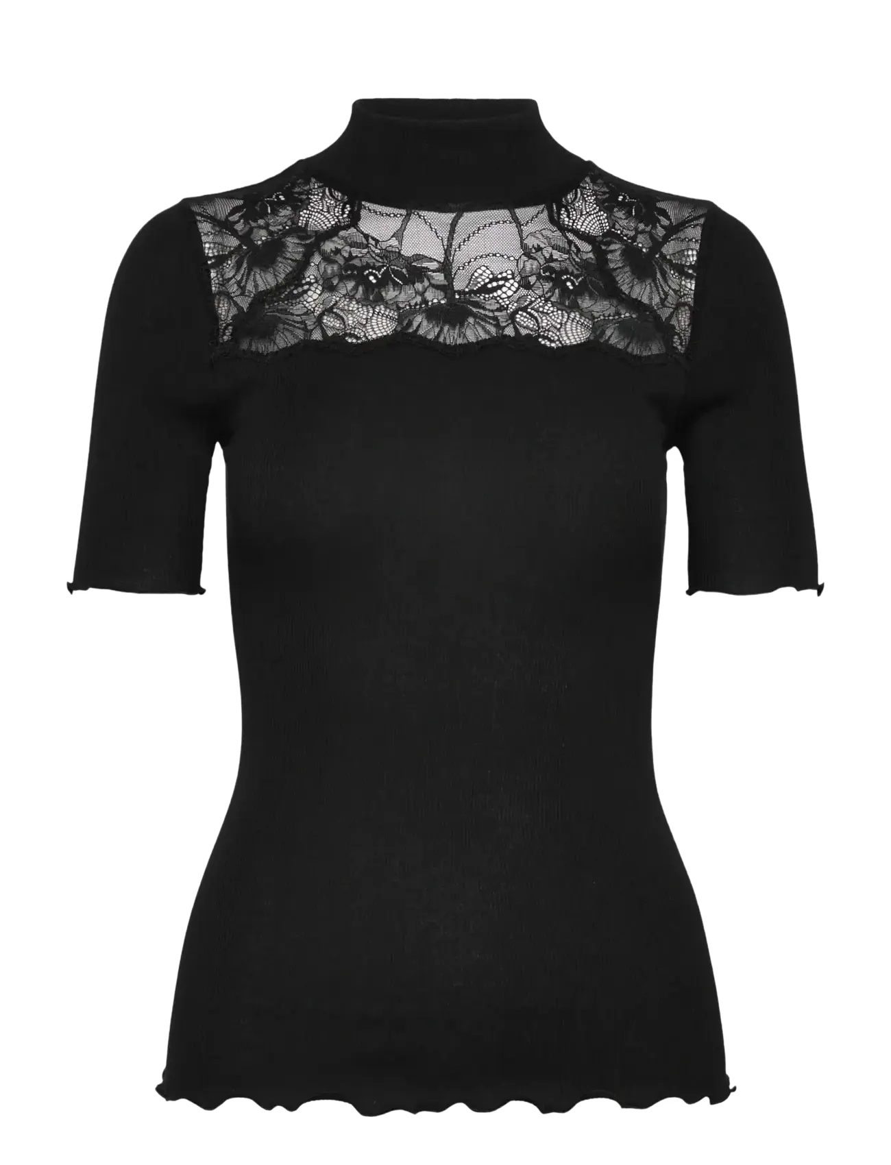 Rosemunde RWBernadine Organic SS Lace T-shirt - Kleidung - BLACK / black