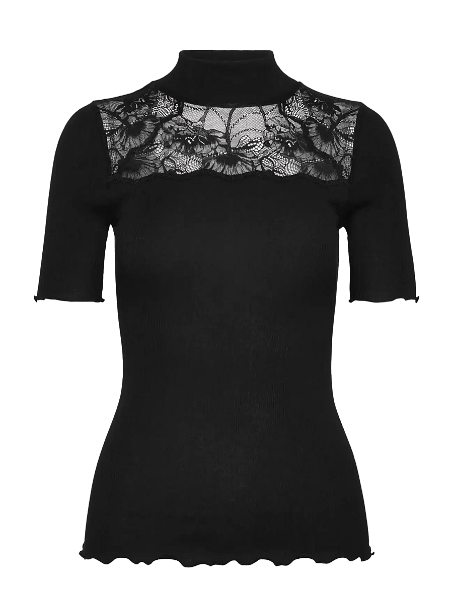 Rosemunde - RWBernadine Organic SS Lace T-shirt - black - 0