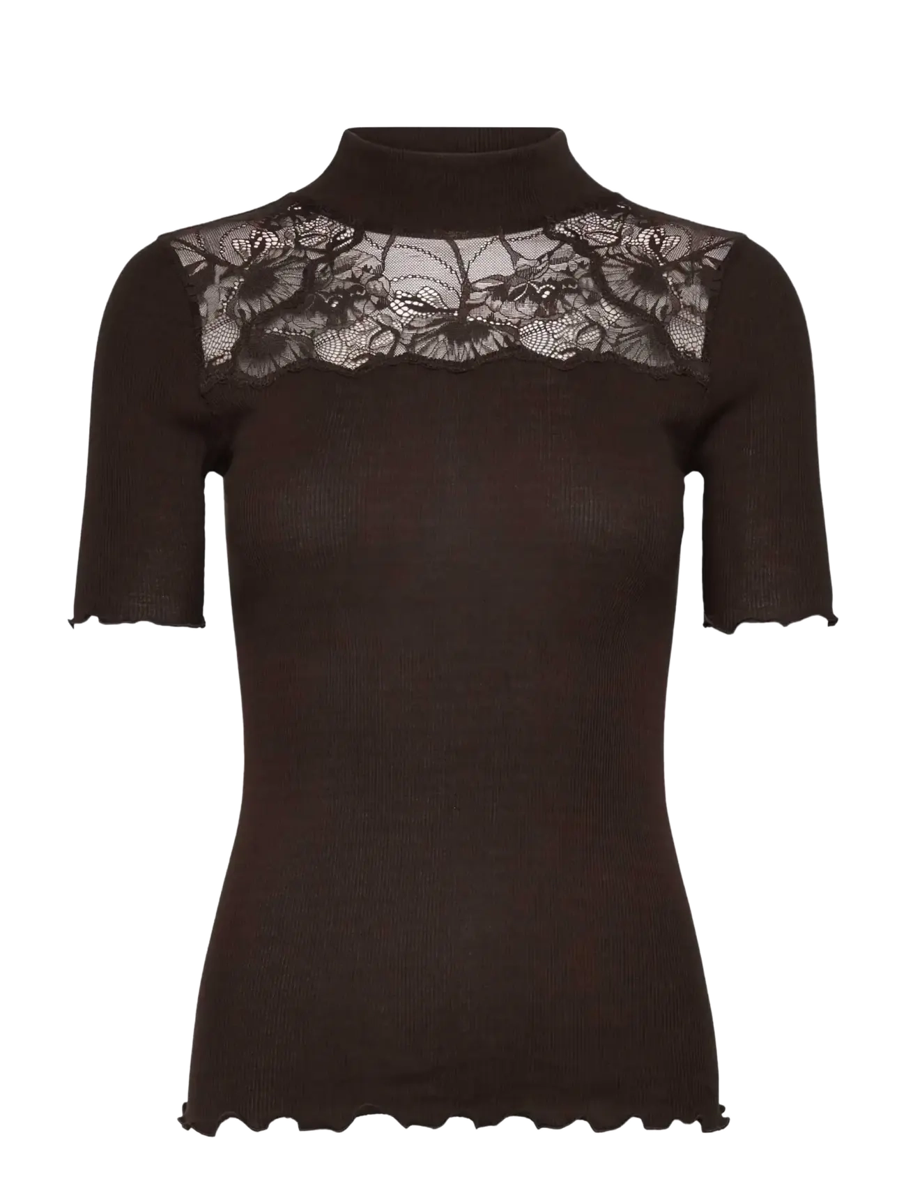 Rosemunde RWBernadine Organic SS Lace T-shirt - Rosemunde - MOLE / brown