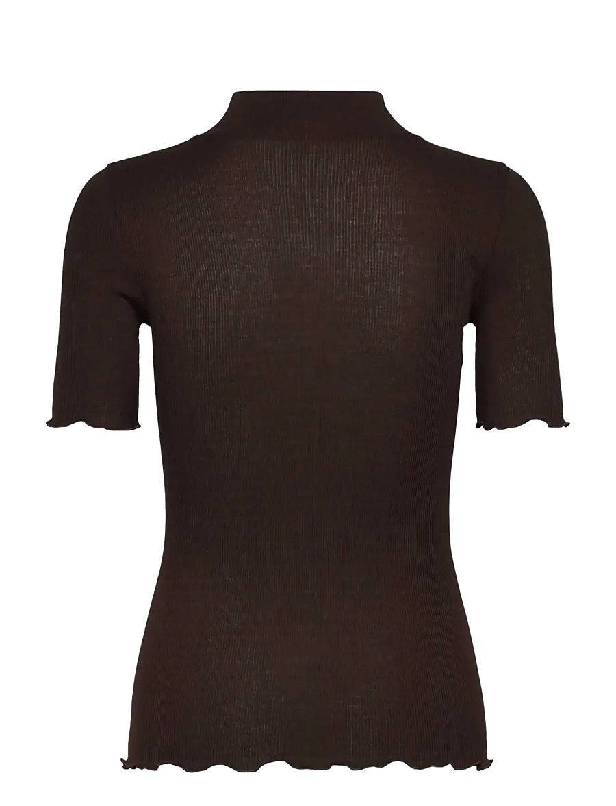 Rosemunde - RWBernadine Organic SS Lace T-shirt - polotröjor - mole - 2