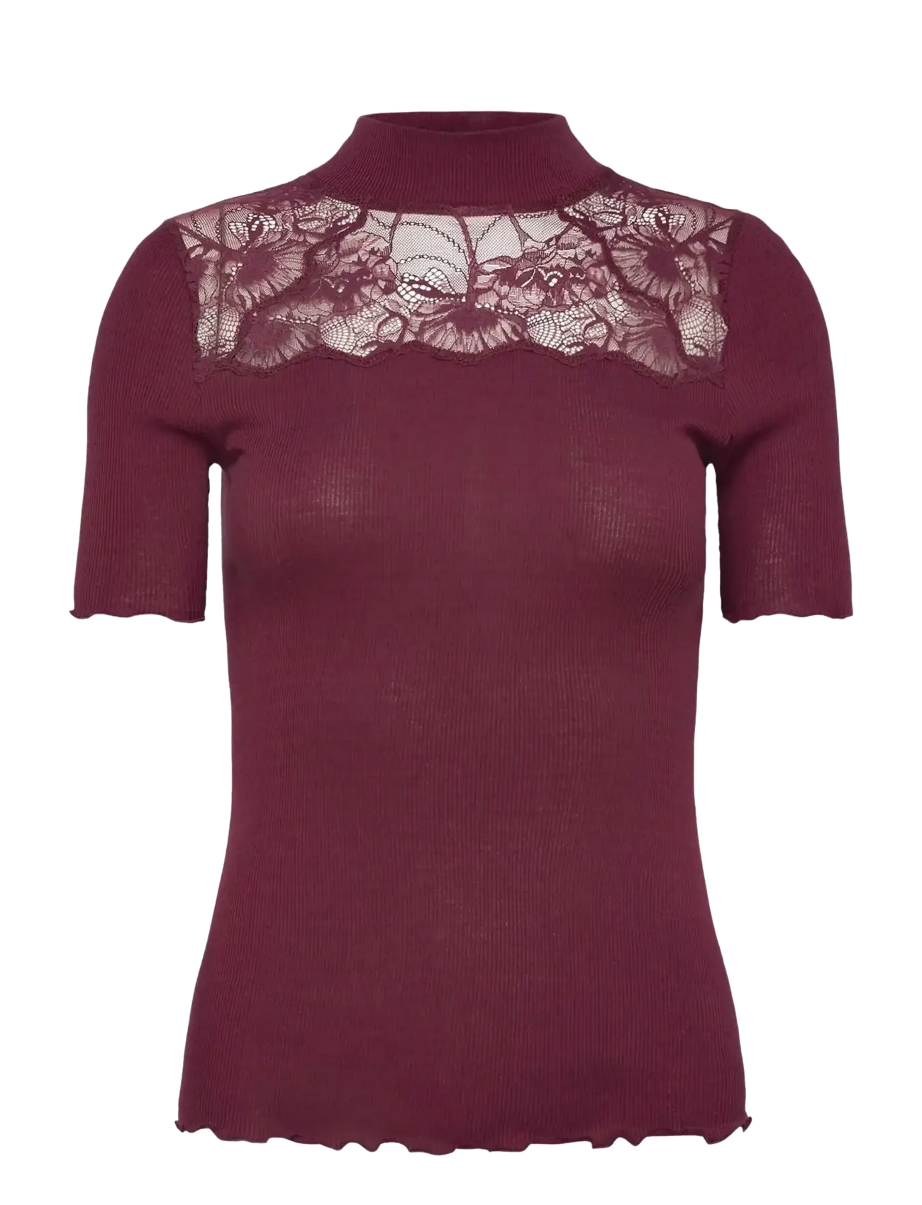 Rosemunde RWBernadine Organic SS Lace T-shirt - Rosemunde - WINDSOR WINE / burgundy