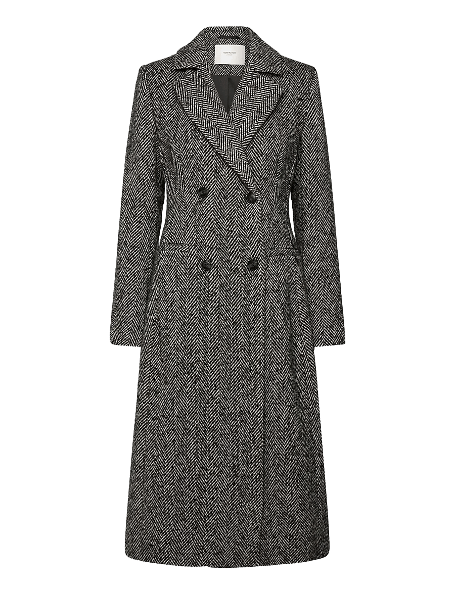 Rosemunde - RWLevi Long Coat - frakker - black w/ ivory stripe - 1