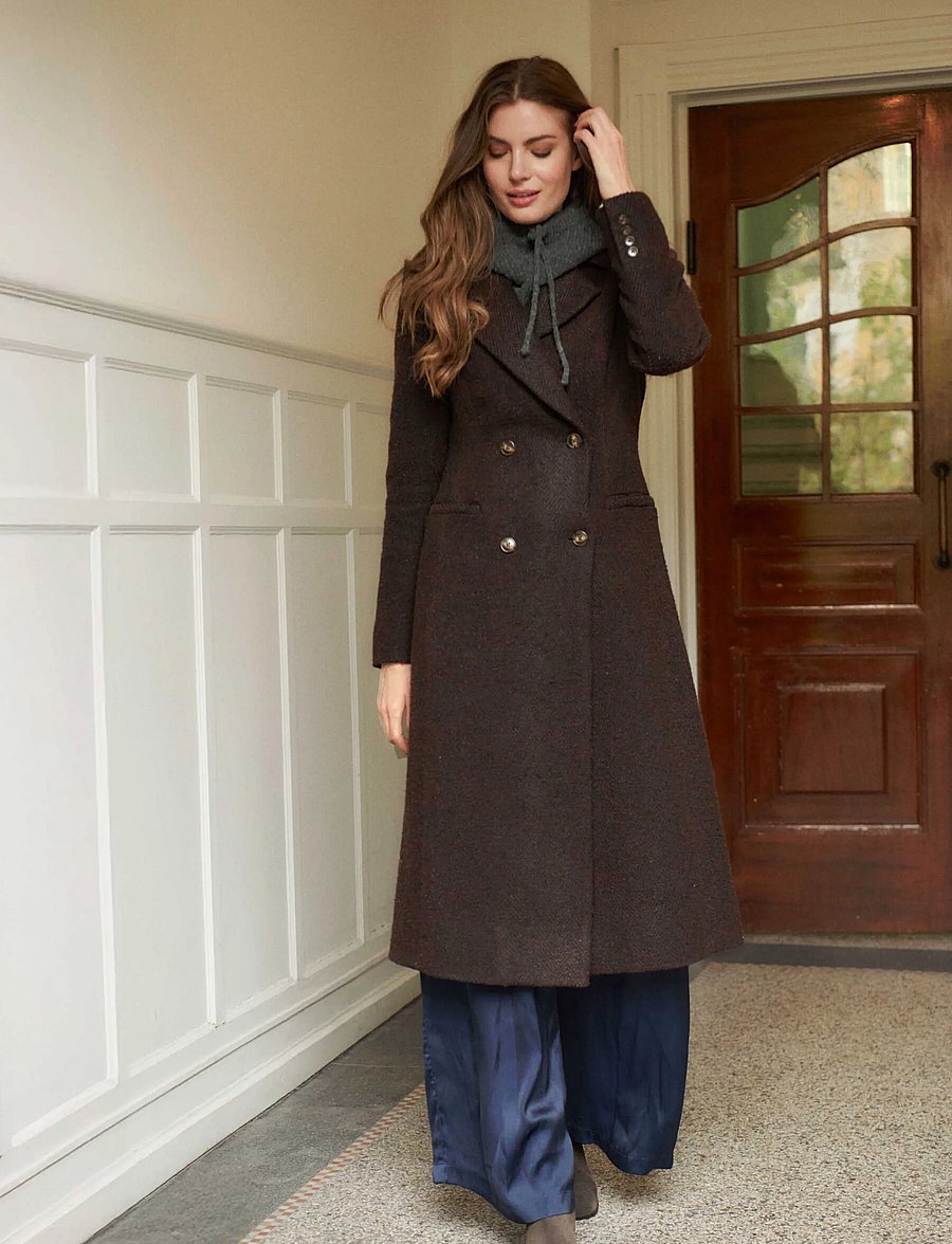 Rosemunde - RWLevi Long Coat - frakker - black w/ ivory stripe - 0