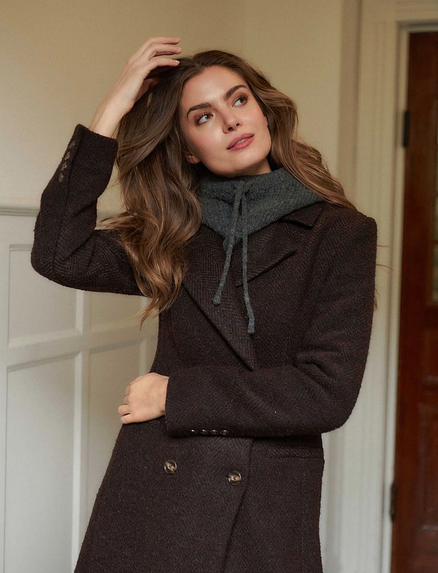 Rosemunde - RWLevi Long Coat - frakker - black w/ ivory stripe - 3