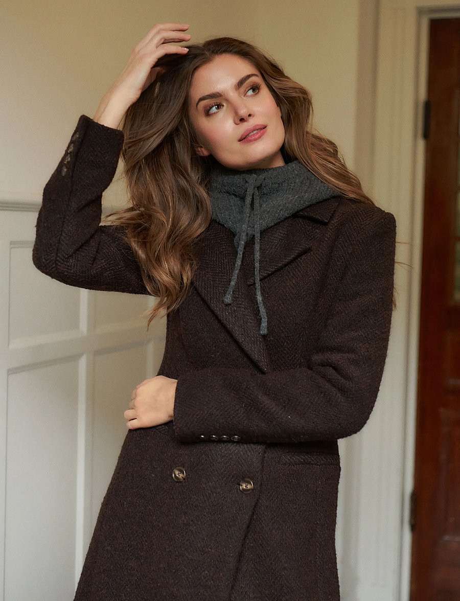 Rosemunde - RWLevi Long Coat - mäntel - mole w/ black stripe - 0