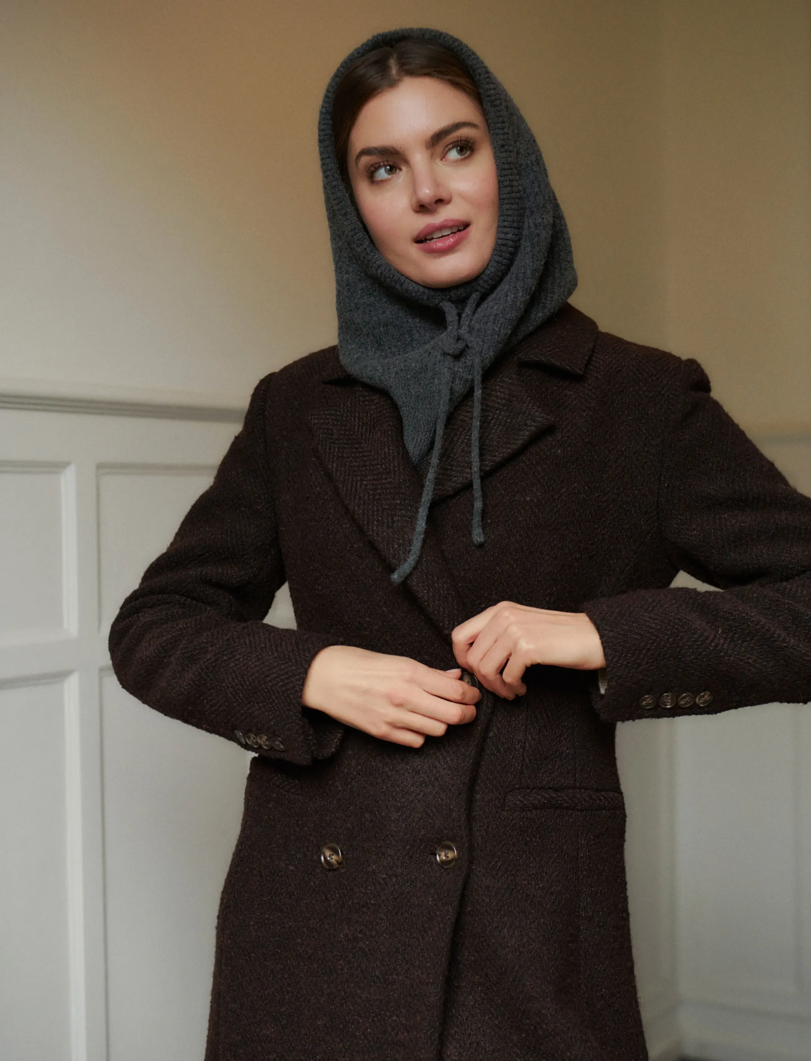 Rosemunde - RWLevi Long Coat - mäntel - mole w/ black stripe - 3