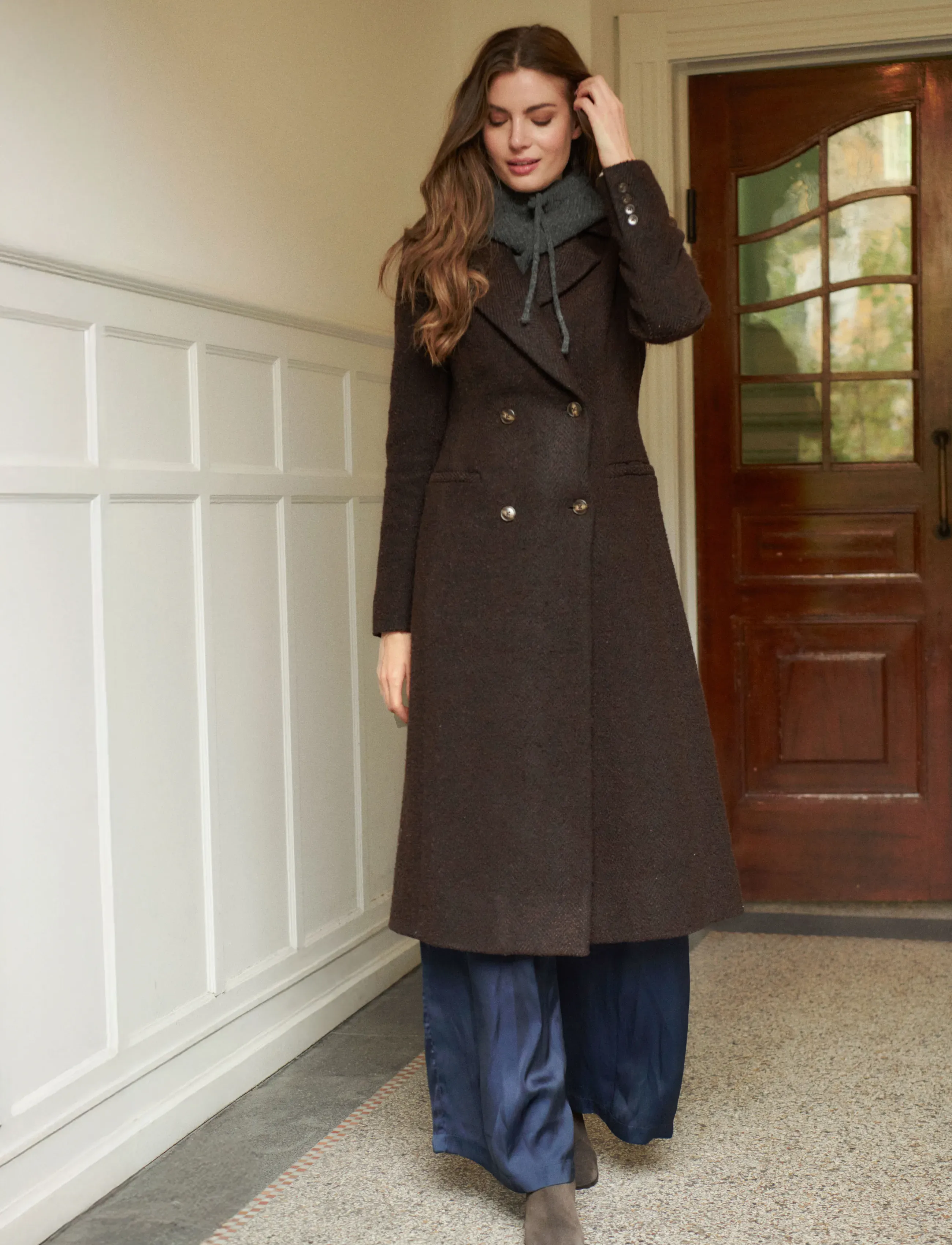Rosemunde - RWLevi Long Coat - mäntel - mole w/ black stripe - 4