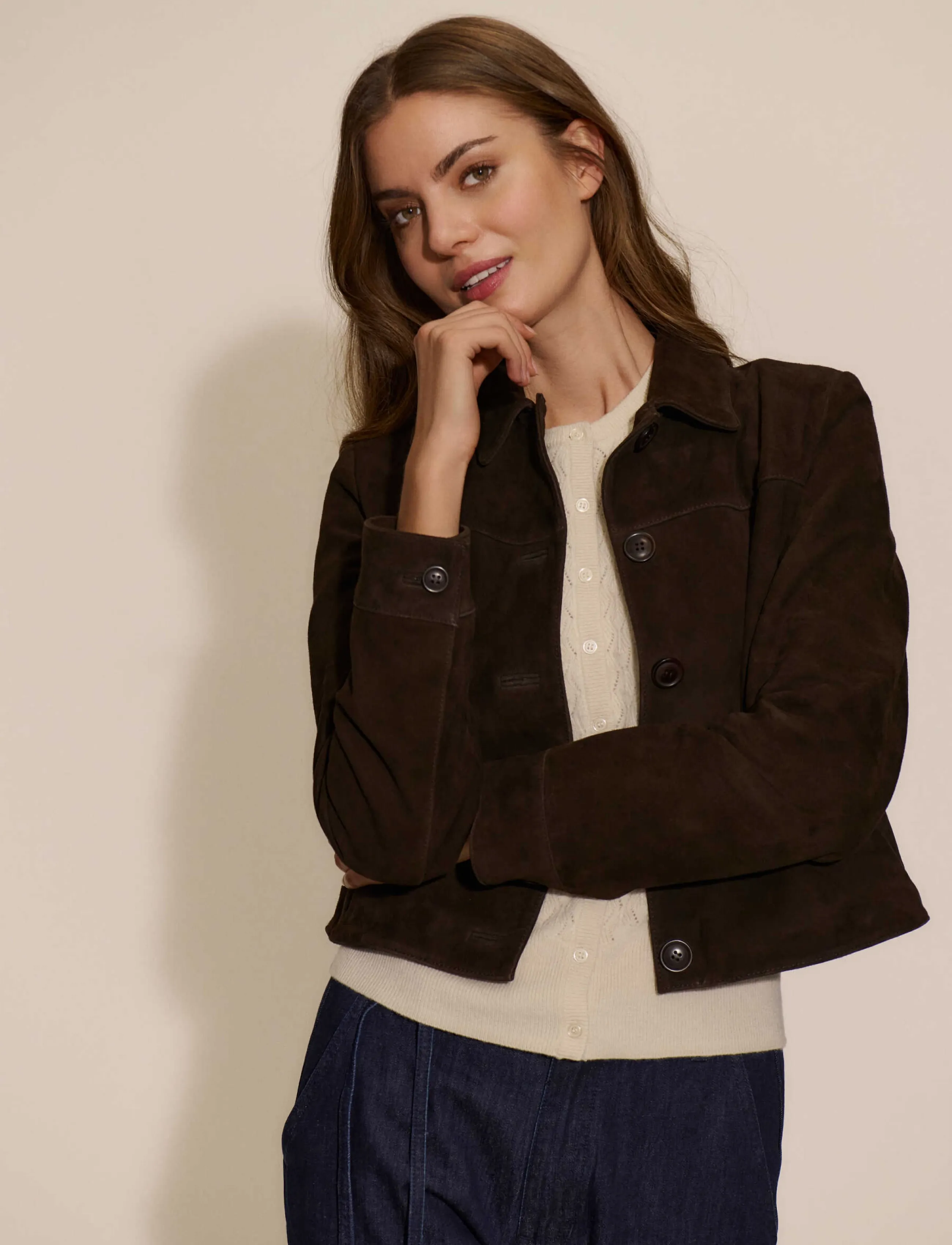 Rosemunde - RWNellie Suede LS  Jacket - kevadjoped - mole - 3