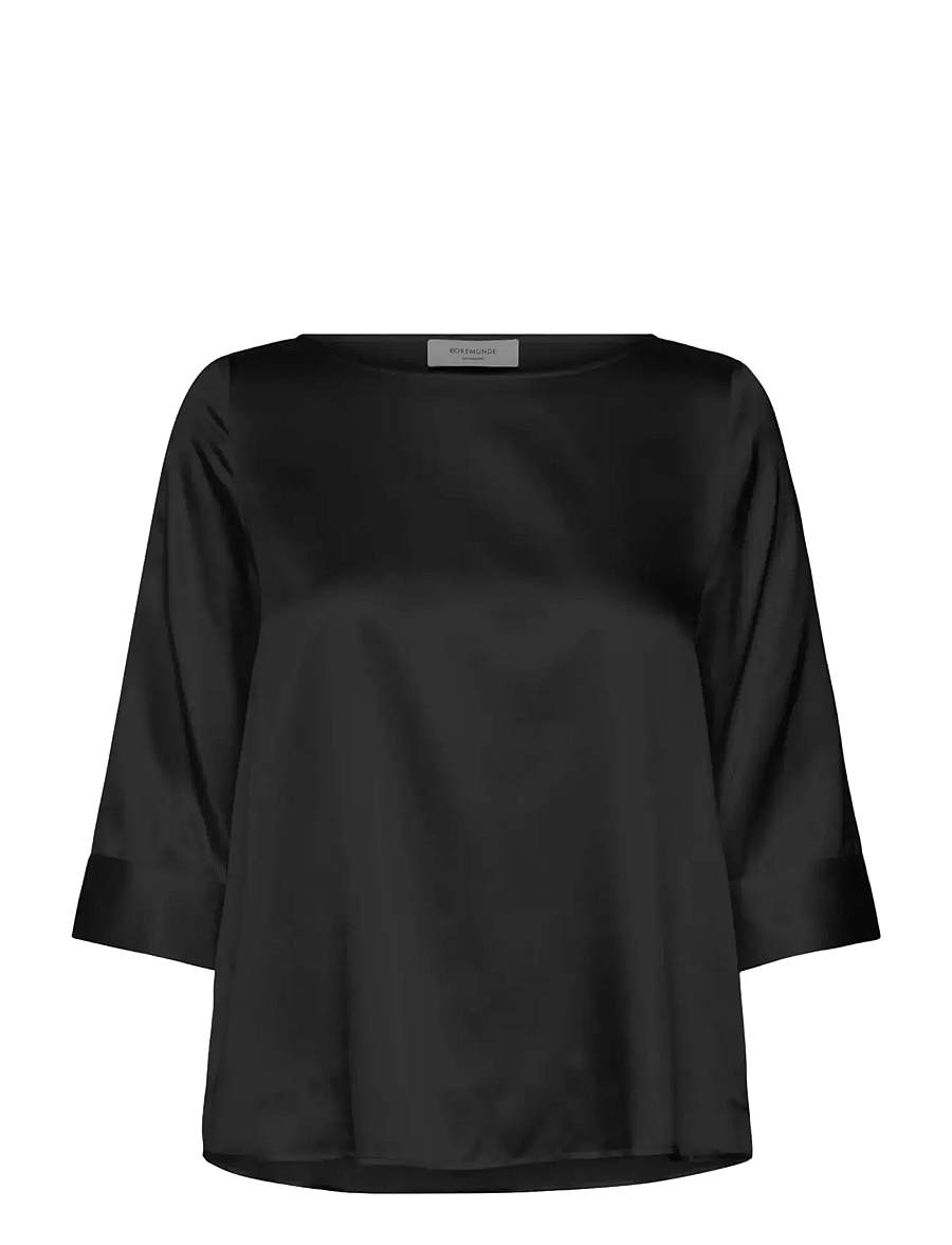 Rosemunde - RWJade Silk Boatneck Blouse - langärmelige blusen - black - 0