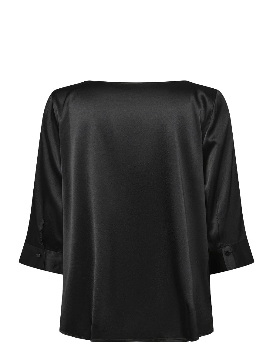 Rosemunde - RWJade Silk Boatneck Blouse - langærmede bluser - black - 1