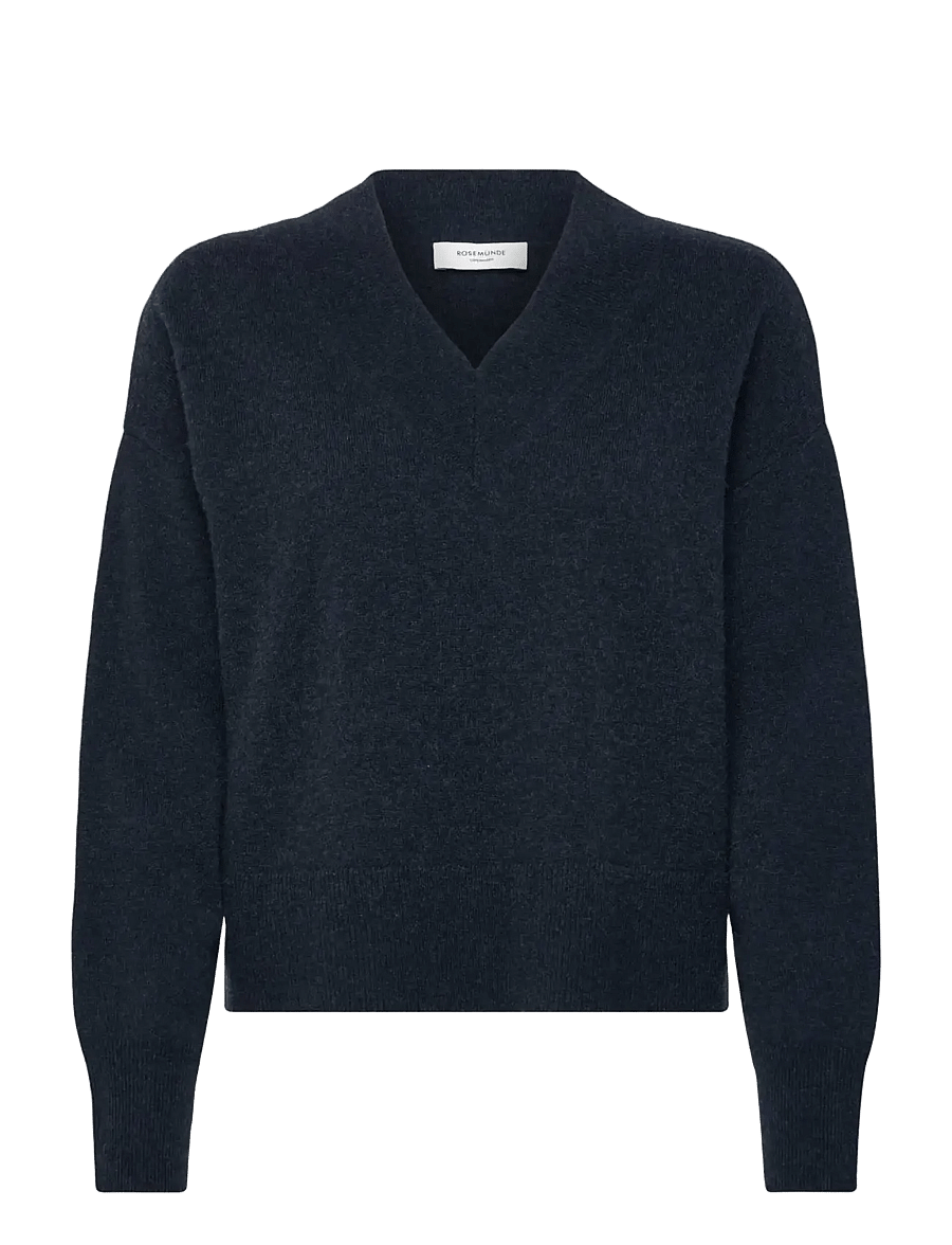 Rosemunde - RWLaica Cashmere V-neck LS Pullover - cashmere - dark navy melange - 0