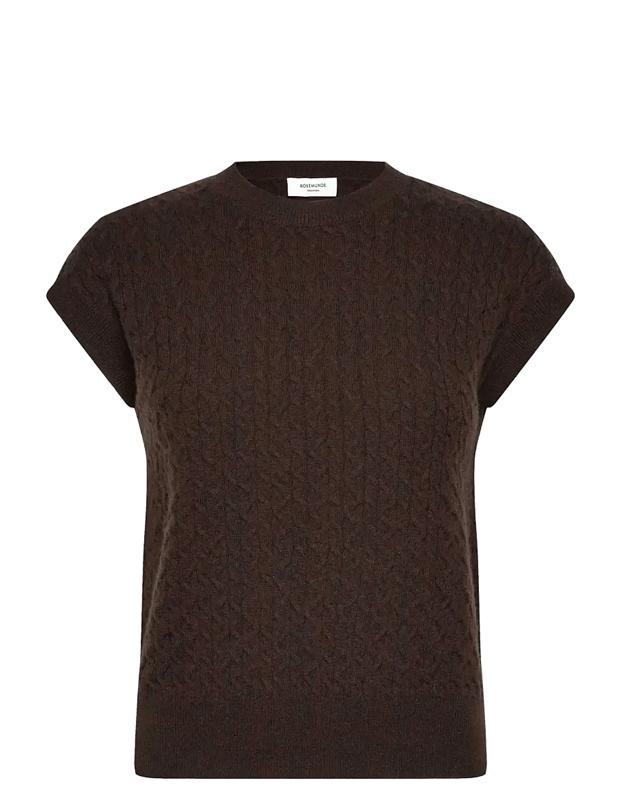 Rosemunde - RWLaica Cashmere Cable Vest - knitted vests - mole - 0