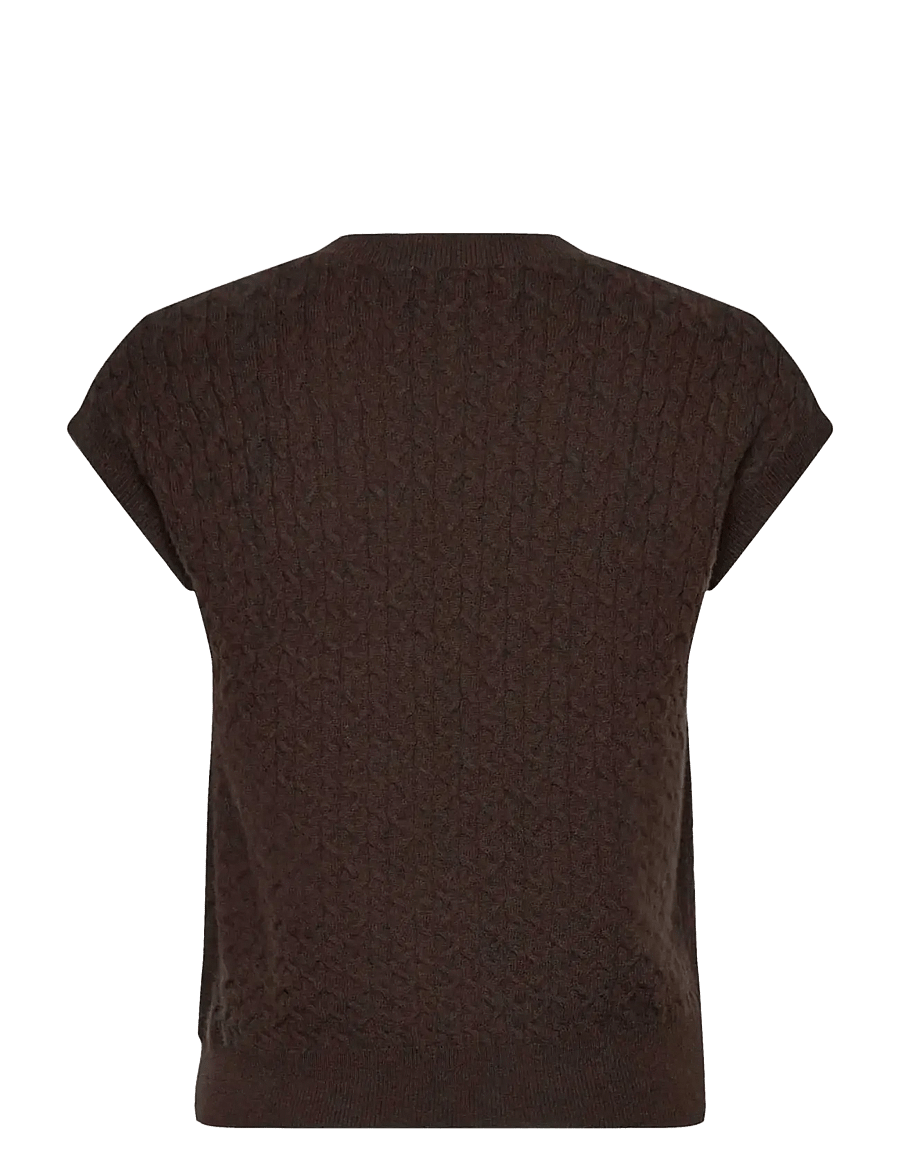 Rosemunde - RWLaica Cashmere Cable Vest - knitted vests - mole - 1