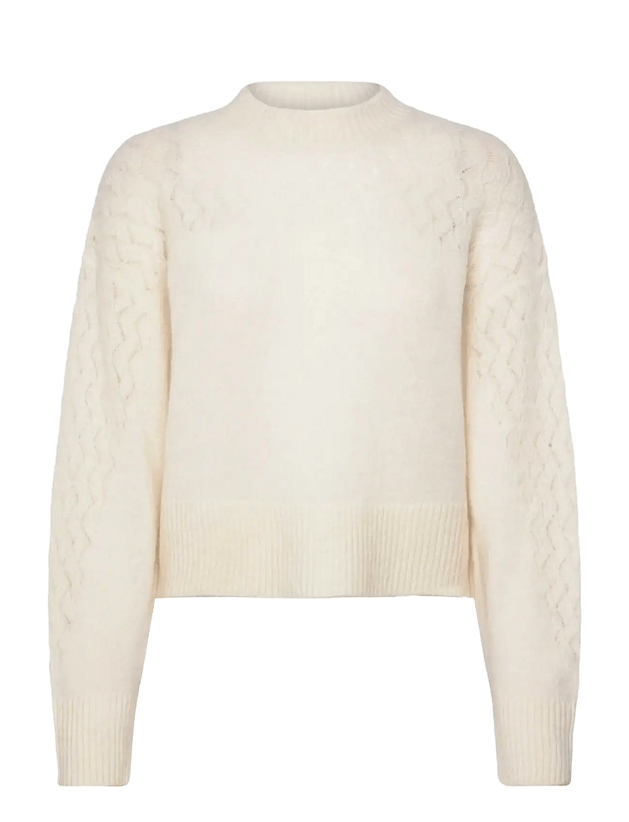 Rosemunde - RWAida LS Mock Neck Pullover - stickade tröjor - ivory - 0