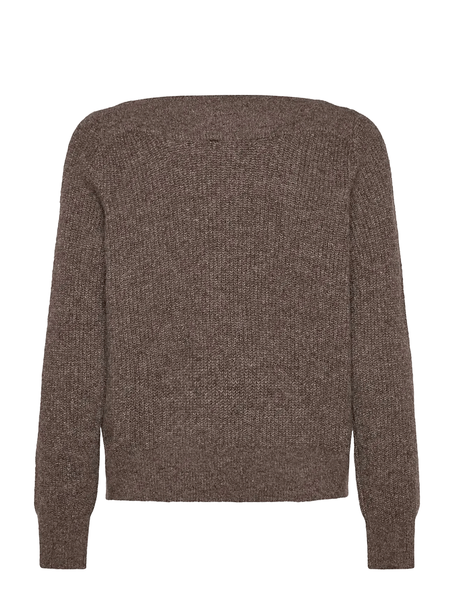 Rosemunde - RWTinker Wool Blend LS Boatneck Pullover - stickade tröjor - brown grey mel - 1