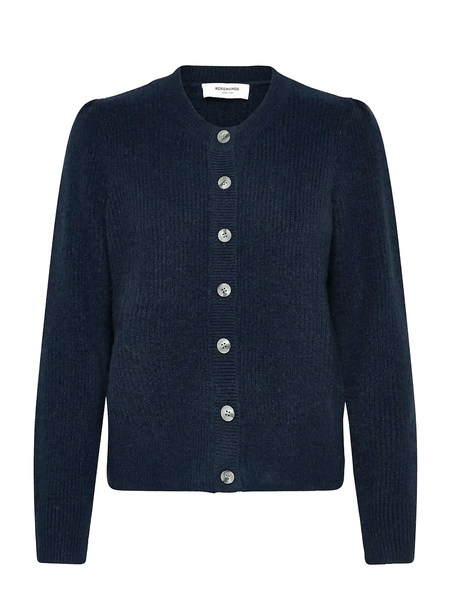 Rosemunde - RWTinker Wool Blend LS Cardigan - cardigans - dark navy melange - 0