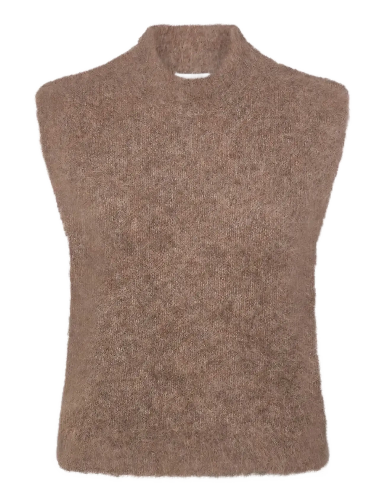 Rosemunde RWFurry Alpaca Mock Neck Vest - Strickwesten - BROWN GREY MEL / brown