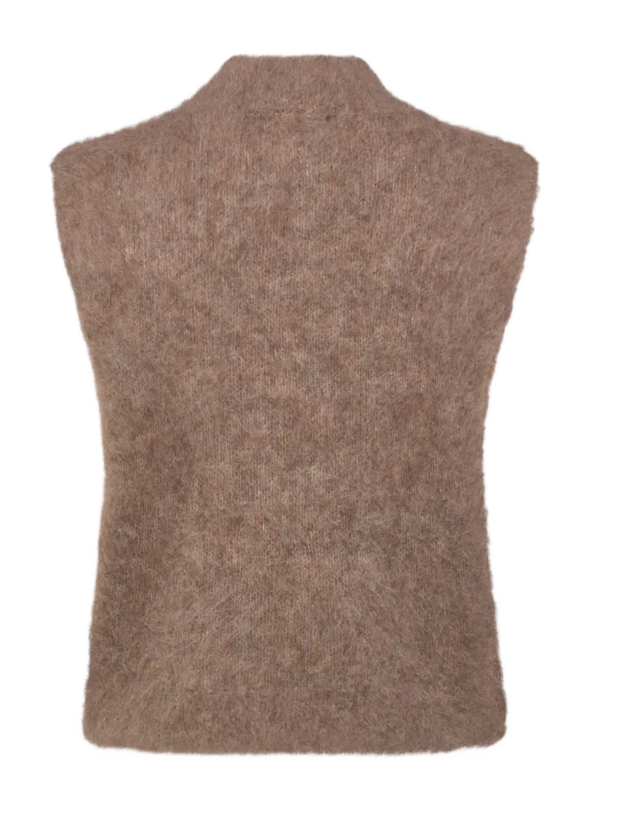 Rosemunde - RWFurry Alpaca Mock Neck Vest - brown grey mel - 1