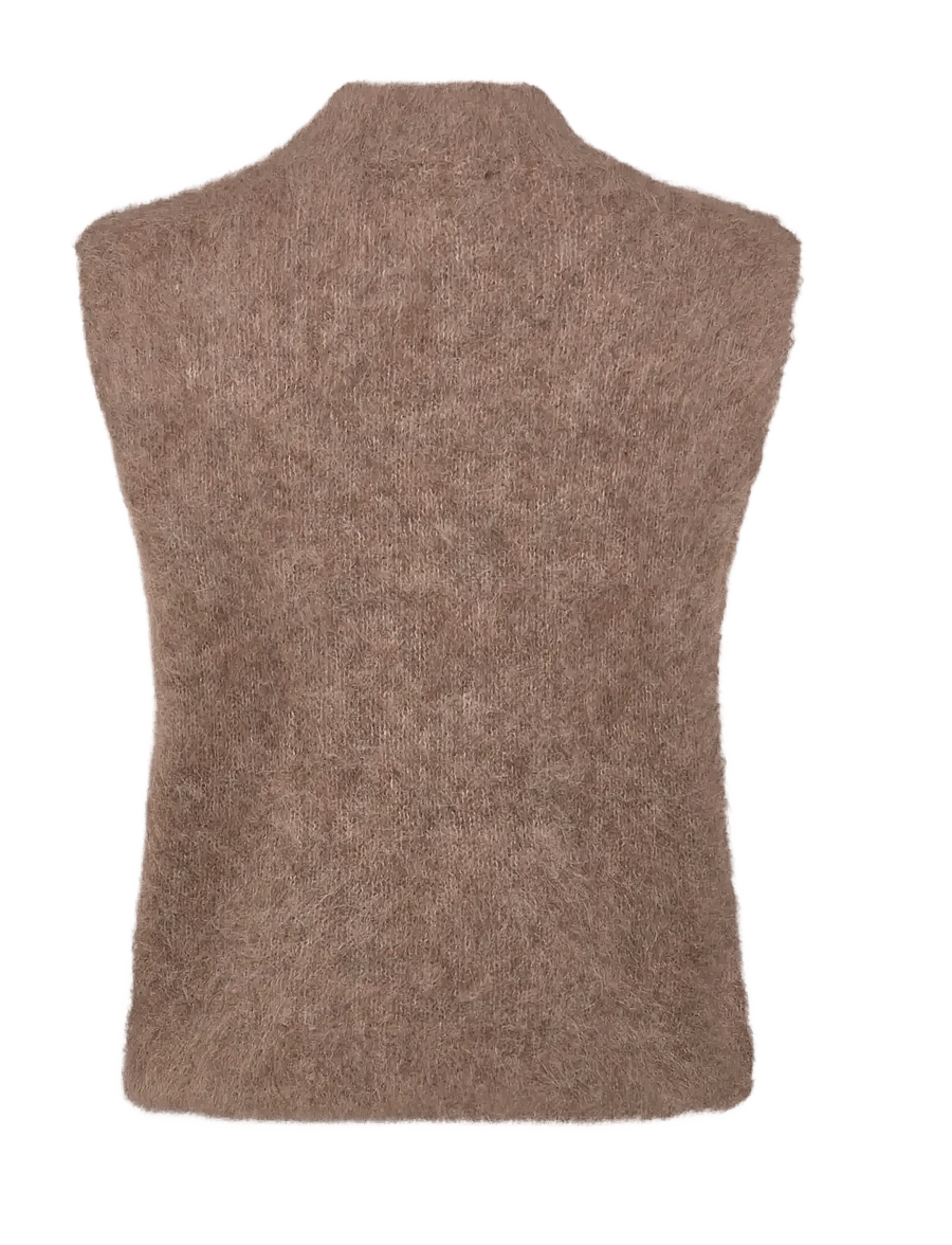 Rosemunde - RWFurry Alpaca Mock Neck Vest - strikveste - brown grey mel - 1
