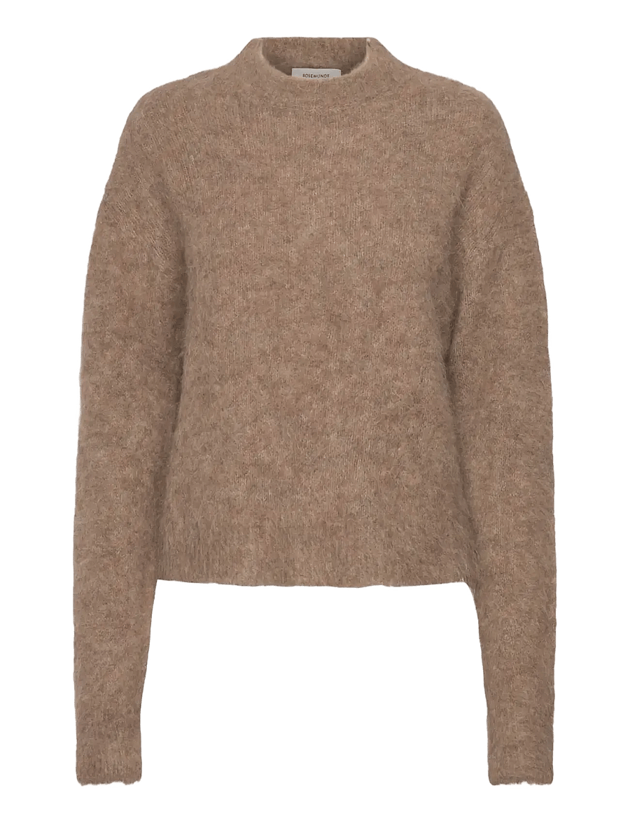 Rosemunde - RWFurry Alpaca LS Mock Neck Pullover - striktrøjer - brown grey mel - 1