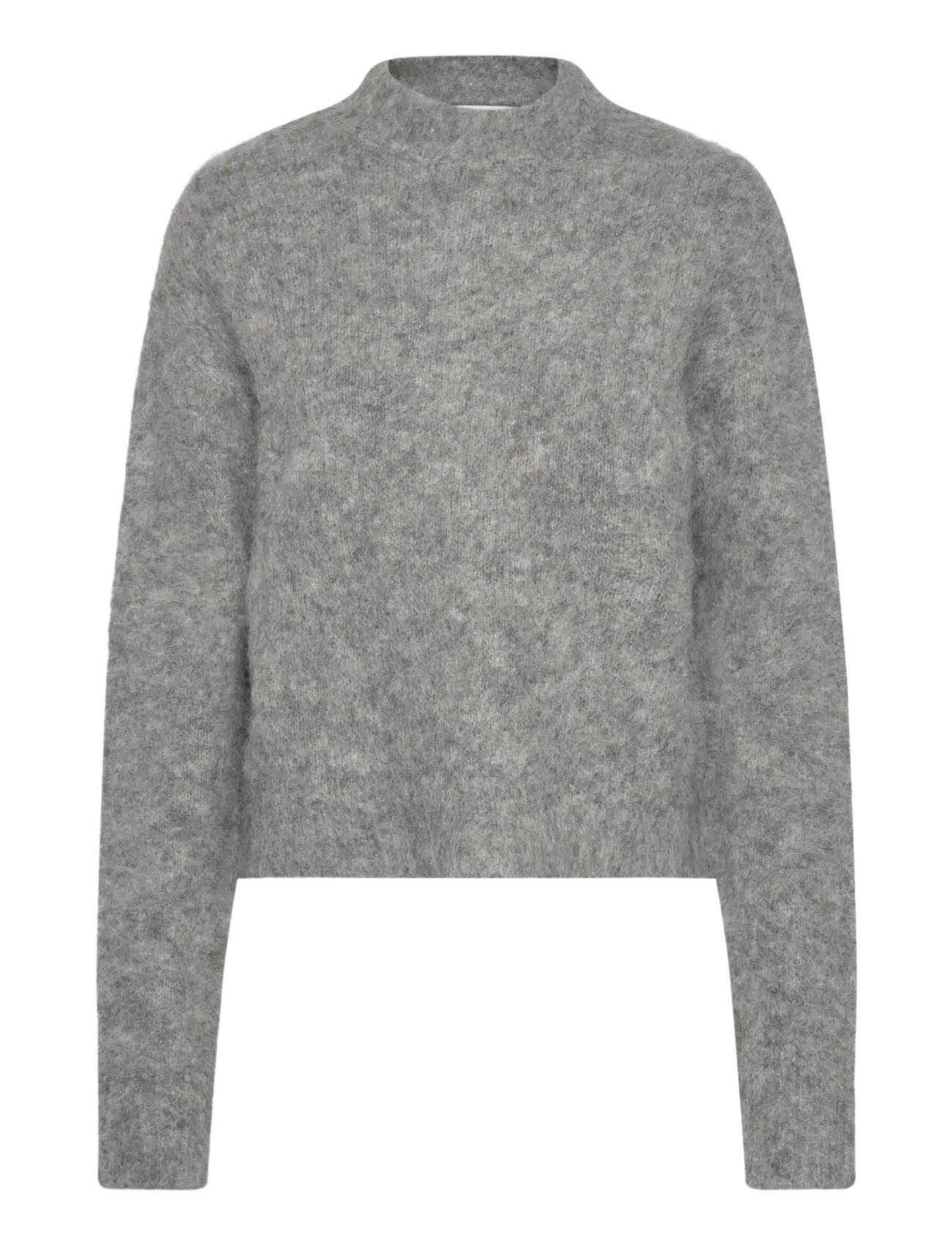 Rosemunde RWFurry Alpaca LS Mock Neck Pullover - Clothing - MEDIUM GREY MELANGE / grey