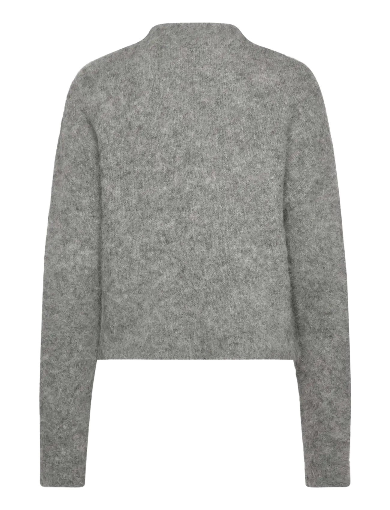 Rosemunde - RWFurry Alpaca LS Mock Neck Pullover - medium grey melange - 1