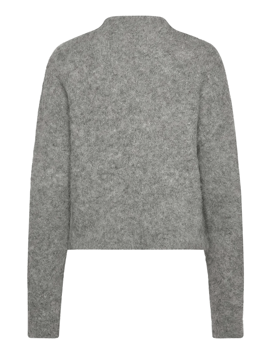 Rosemunde - RWFurry Alpaca LS Mock Neck Pullover - stickade tröjor - medium grey melange - 1