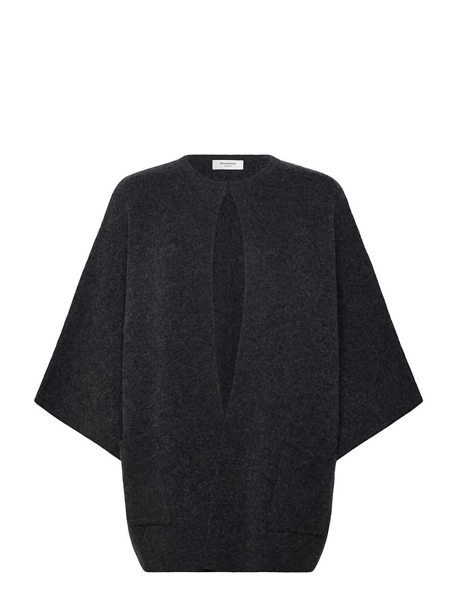 Rosemunde - RWJesse Wool Cape Cardigan - dark grey melange - 0