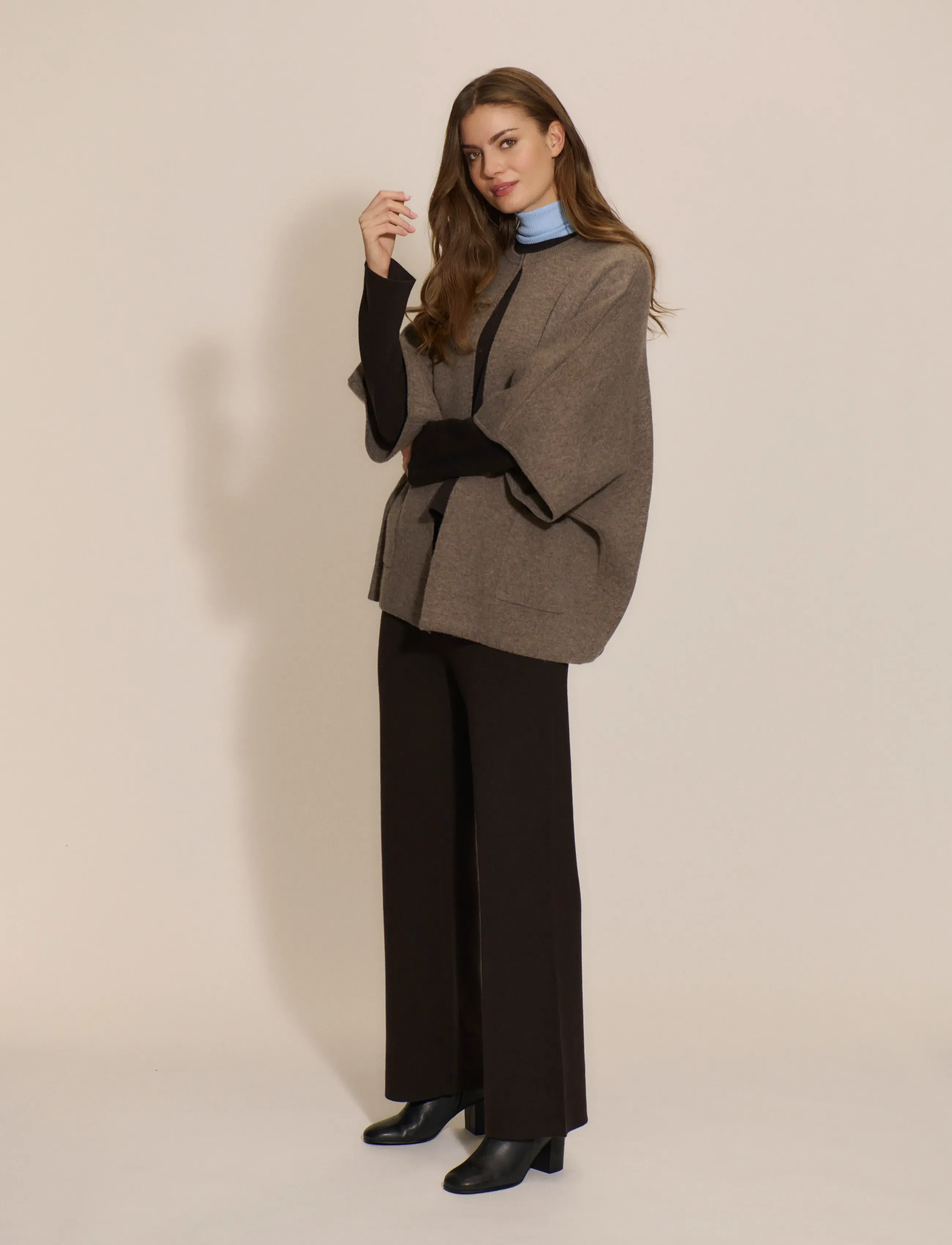 Rosemunde - RWJesse Wool Cape Cardigan - walnut melange - 4