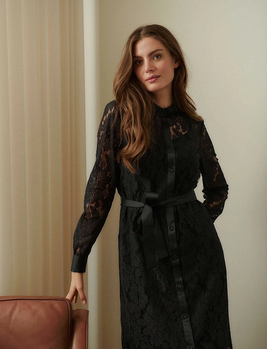 Rosemunde - RWAlice Lace LS Shirt Dress - black - 3
